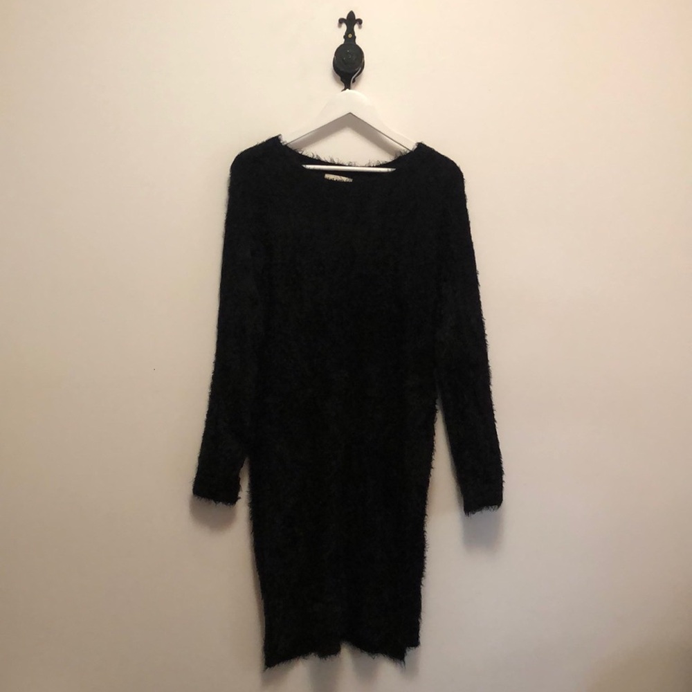 Fuzzy Black Mini Dress by If It Were Me